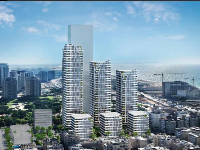 הדמיית מתחם יצחק שדה בלפור לאחר מיזם פינוי בינוי בבת ים (הדמיה: סטודיו קסם הדמיות)